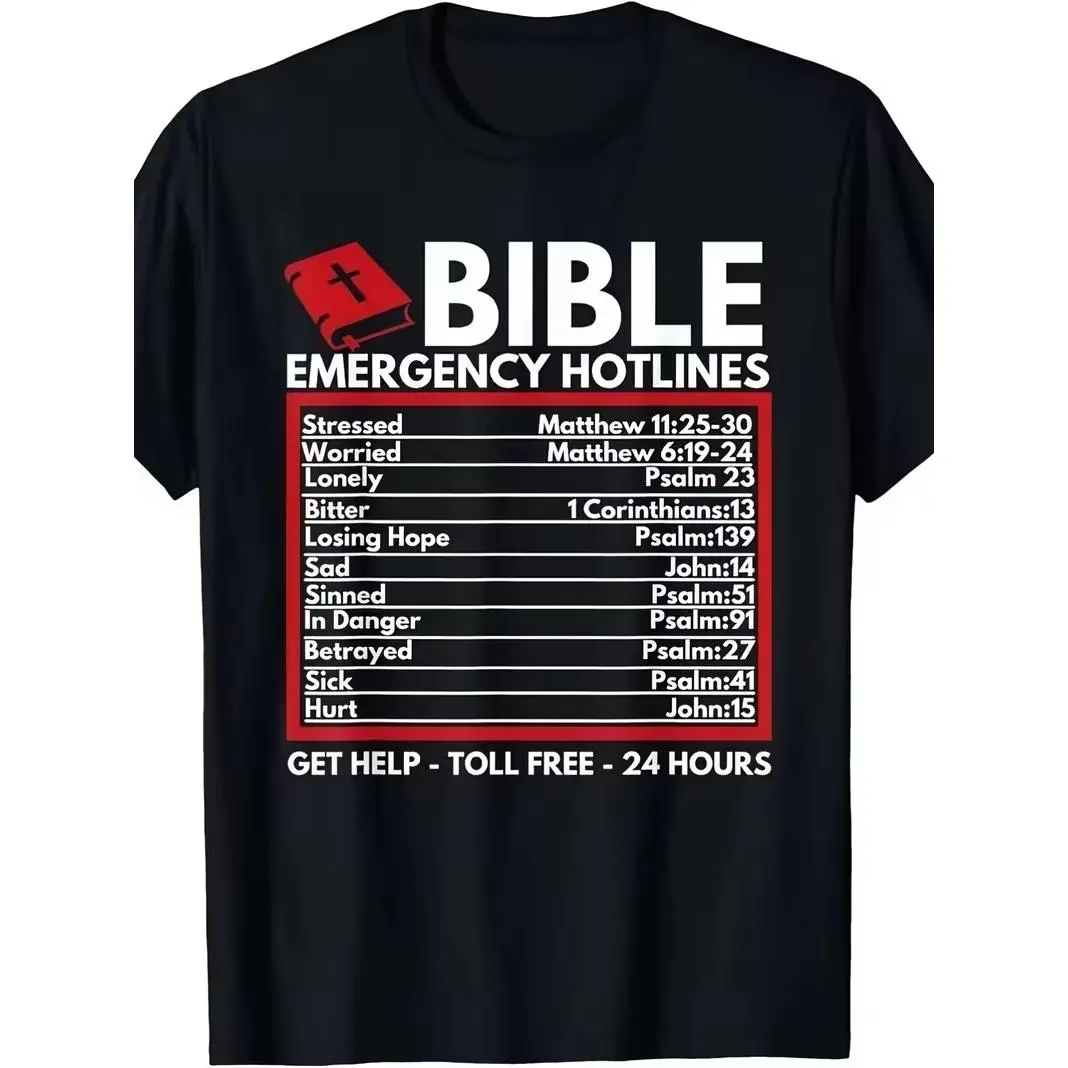 Bible Emergency Number-Fun Christian Bible and Jesus T-Shirt-100 Cotton-180g Suitable for Easter, Halloween, Thanksgiving, etc.