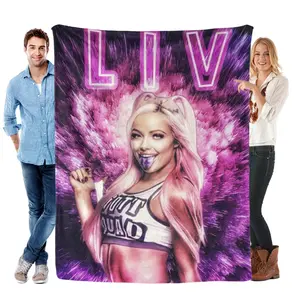 Liv Morgan Riot Squad WWE Wrestling Fashion Printed Flannel Fleece Throw Blanket, Ultra Soft Cozy All Season Sofa Bed Cover, Wrestling Match Watching Supplies, Sports Themed Room Decor, Ideal Holiday Birthday Gift For WWE Wrestling Fans