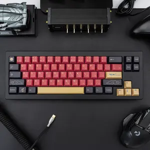 130 Keys Cherry Profile Red Japanese Keycaps, Premium PBT Material with Dye Sublimation, Minimalist Custom Key Caps for Mechanical Gaming Keyboards