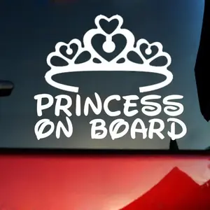 Princess on Board Vinyl Decal - 6 Inches - Easy to Apply - Instructions Included