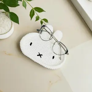 Crochet Miffy Eyeglass Holder – Handmade Bunny Glasses Tray, Gift for Her or Him, Cute Desk Decor, Mother's Day Gift Idea