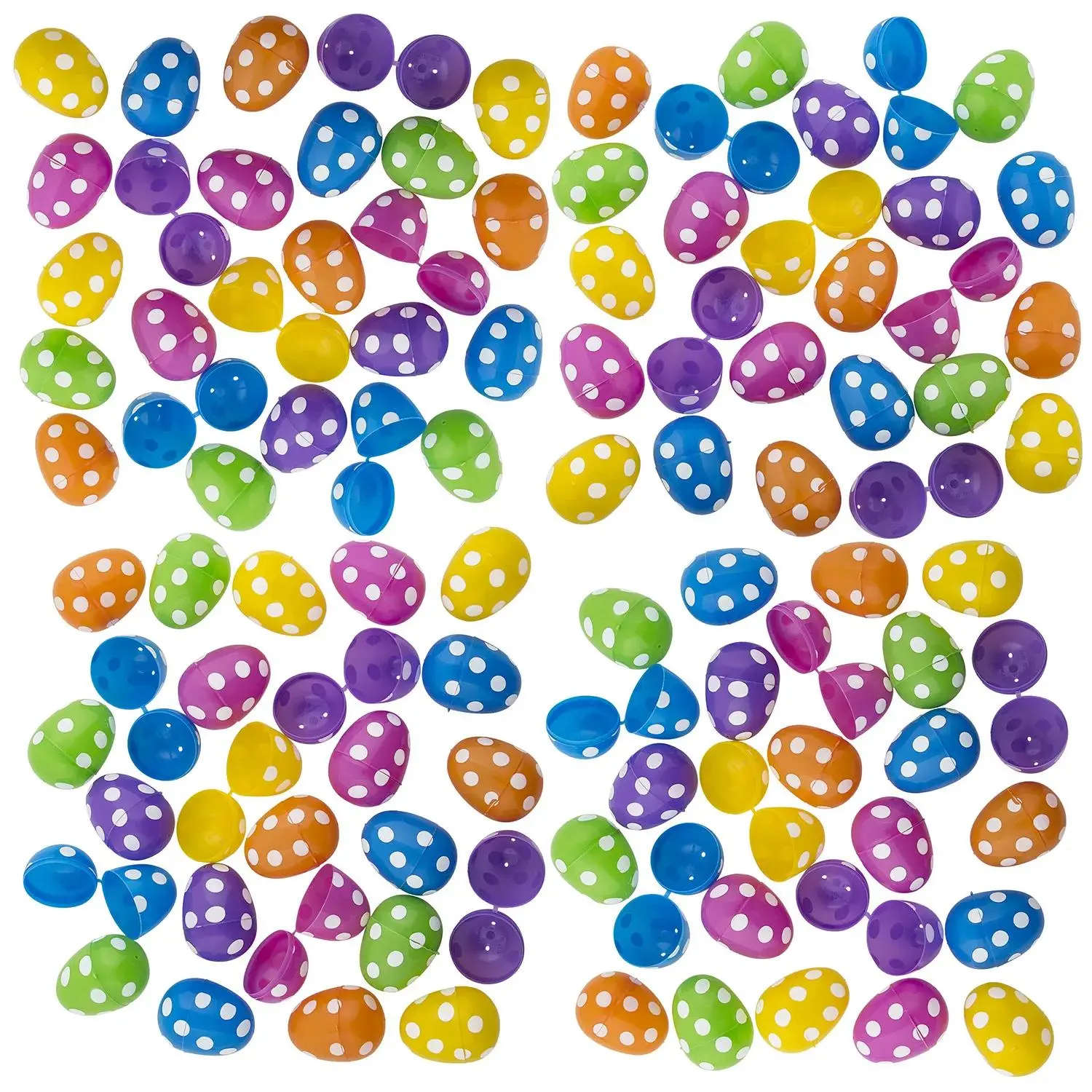 2.5" Bulk Plastic Easter Eggs - 432 Pc. Bright White Polka Dots, Traditional Party Decor for Kitchenware & Drinkware Accessory Styling