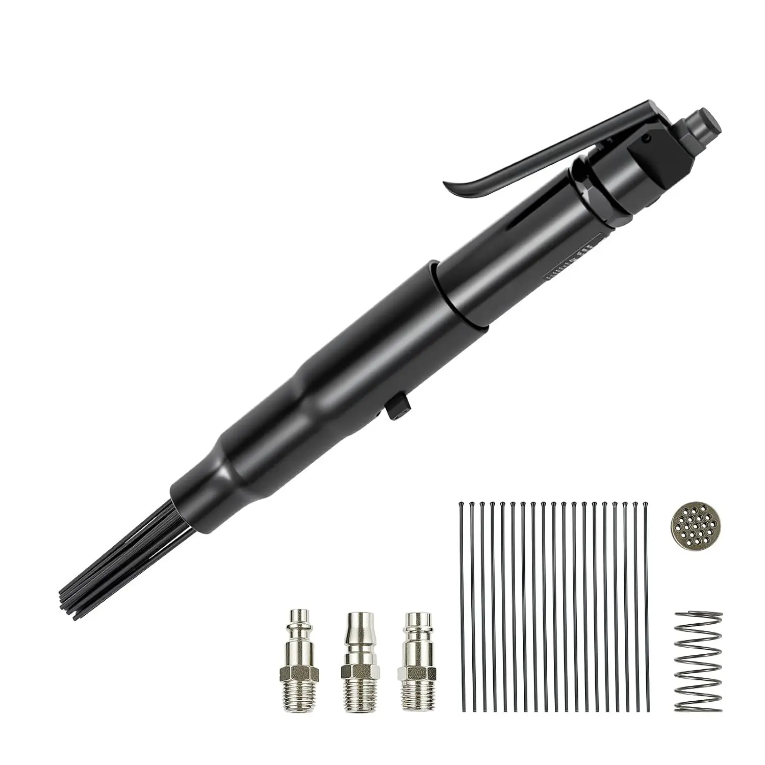 Spring New Arrivals Pneumatic Air Needle Scaler - 3400BPM High-Frequency, 3-Speed Adjustable Speeds, 2.9 kg Lightweight Rust Removal Tool with 19 Hardened Needles, 3 Air Nozzle Connectors, Compact Ergonomic Grip for Metal Surfaces