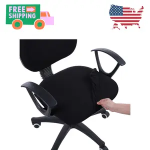 Stretch Jacquard Office Computer Chair Seat Covers, Removable Washable - Black