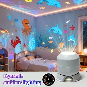 Rotating Projection Lamp, Projector Light, Plug-And-Play No Extra Cables, Stable Base, Cozy Home Decor, Ocean Series, Snowflake Series, Snowman Series