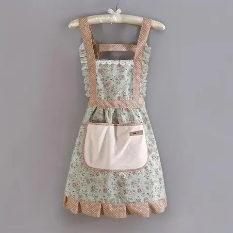 Ladies' Flower Princess Apron, Floral, Home and Kitchen Supplies, Restaurant/kitchen Fabric, 3 Colors, 4 Seasons, 1 Count, Cute Ruffle Apron, Kitchen Aprons