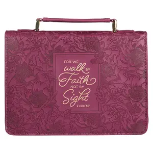 Walk by Faith Ruby Red Faux Leather Fashion Bible Cover (Large) - 2 Corinthians 5:7