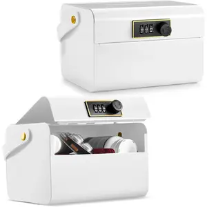 Honeydak 2 Pcs Locked Medicine Box Lockable Storage Box with Code Medication Lockbox for First Aid Kits, Snack Personal Items Home Office Organization Travel Gift