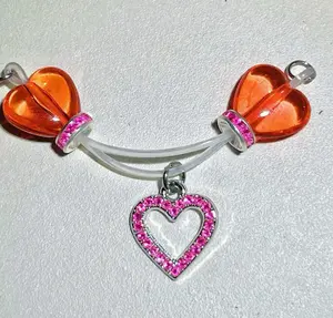 Heart - Shaped Rhinestone Nipple Clamp (Orange)