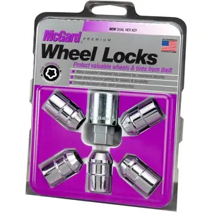 24538 Chrome Cone Seat Wheel Lock (1/2"-20 Thread Size)-Set of 5