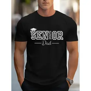 Senior Dad Graduation T-Shirt – 100% Cotton Cap Print Tee| Heartfelt Tribute Gift for Grad Dads (S-3XL)