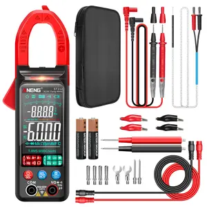 Clamp Meter Multimeter Tester Auto Ranging Trms 6000 Counts AC/DC Current Voltage Ohm Volt Amp Meter Meansures NCV Continuity Diode Resistance Capacitance Null/Fire Wire Electrical Tools electrical meter contactor