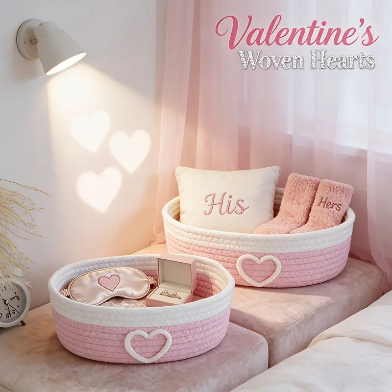 Valentine's Day Heart-shaped Storage Basket, Large Capacity Makeup Table Storage Basket, Suitable for Storing Cosmetics, Bedroom Clutter, Keys at the Entrance on the Desktop Storage Box. The Ideal Gift Choice for Valentine's Day and Easter.