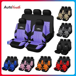 Car Seat Covers Full Set in Purple, Front and Rear Split Bench Seat Cover for Cars, Universal Car Seats Cover Set for Auto Trucks Van SUV, Airbag Compatible, Automotive Comfort Protection for Most Cars, Purple/Red/Pink/Gray/Black/Blue/Belge/Orange