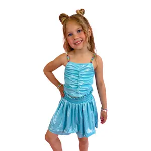 Ellie and Mila Blue Metallic Skort Set