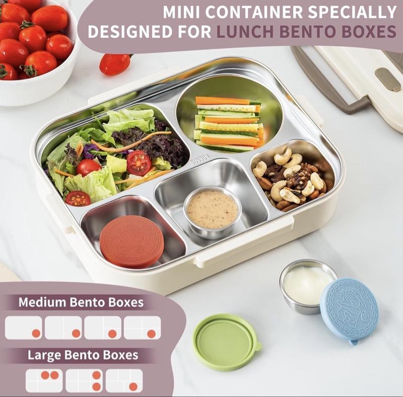 8 Pack - 1.6 Oz Small Salad Dressing Containers To Go, Leakproof Condiment Containers with Lids Reusable Stainless Steel Sauce Cups for Lunch Boxes Kitchen Storage Picnics Travel Meal Prep