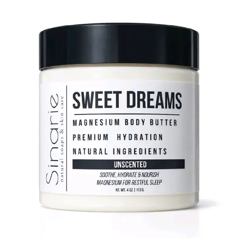 Sinarie Magnesium Emulsified Body Butter: Restful Sleep, Stress Relief, Gift for Her, Fragrance-Free, Unscented Skin Repair Body Care Lotions luxury butter moisturize your new soap skincare nourish