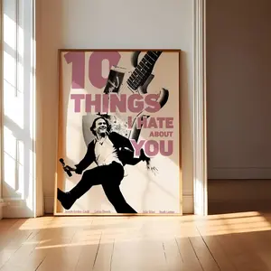 Retro Teen Movie Poster, 90s Inspired Film Print, Wall Art Inspired by 10 Things I Hate About You, Printable Poster