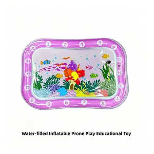 Inflatable Support Tummy Time Water Mat，Lightweight Air-Filled Edge Play Mat，Leakproof PVC Inflatable Frame Sensory Mat,Holiday  Shower Gift