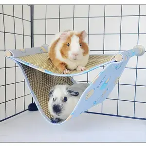 Summer Hammock for Parrot, Guinea Pig, Dutch Pig, Rat - Small Pet Hanging Platform, Double-Layer Mat Hammock