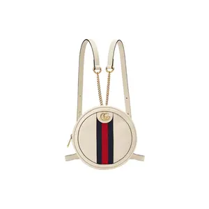 Gucci Ophidia Mini Backpack with Double G Logo and Stripe Fabric for Women in White