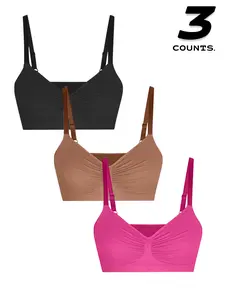 Women's Solid Wireless Sports Bra, Stretch Sports Bra, Adjustable Strap Yoga Bra, Soft Comfortable Breathable Workout Bra, Women's Sport & Outdoor Clothing for Indoor Outdoor Wear, Seamless Sports Bras