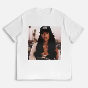 Retro Aaliyah Graphic Unisex T Shirt with Bootleg Rap Style 90s Fashion Crewneck Streetwear for Men and Women