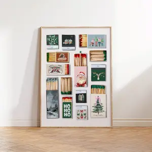 Christmas Matchbox Poster, Trendy Matches Poster, Vintage Matchbook Wall Art, Cute Christmas Decor For Dorm Room, Wall Art Home Decor Unframed Poster