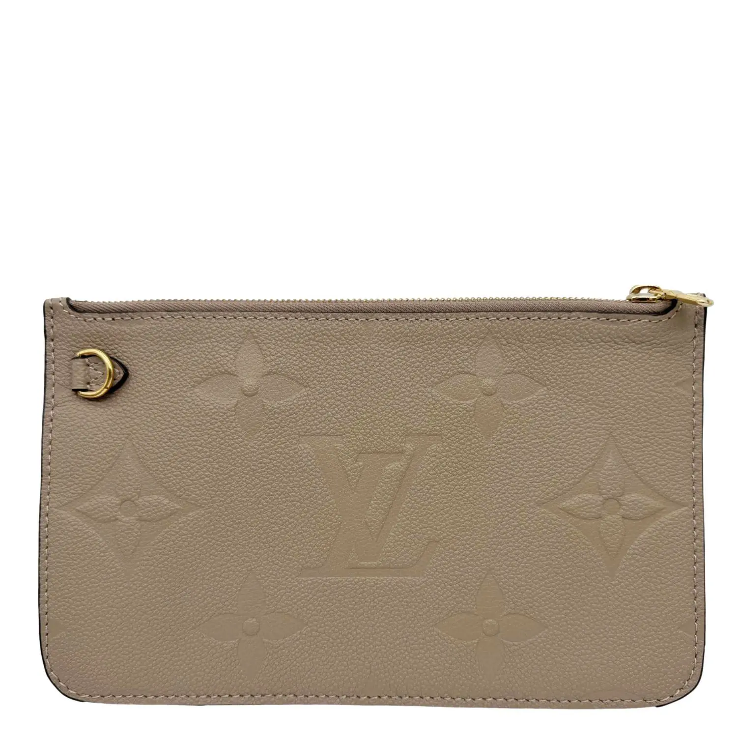 Pre-owned Louis Vuitton Leather Clutches and wristlets Neverfull Pochette Giant Monogram Empreinte Wristlet Beige
