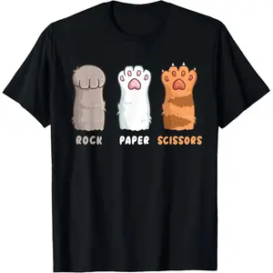 Cat Lover Cat Owner Funny Cat Rock Paper Scissors T-Shirt