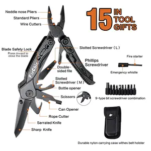 15 in 1 Multitool Pliers, Gifts for Men, White Elephant Gifts for Adults, Stocking Stuffers for Men, Christmas Gift for Dad Him, Husband, Boyfriend, Grandpa
