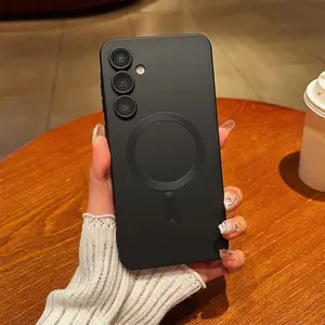 Shockproof Plated Magnetic Case for Samsung Galaxy A17 A07 A56 A36 A26 A16 A55 A35 A25 A15 A05S A14 A24 A34 A54 4G/5G S25FE S24FE S25 Ultra S24 Ultra Compatible with Magsafe Wireless Charging Bumper Cover Protection