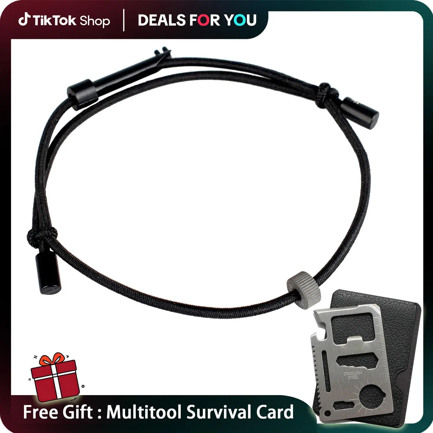 Automotive Emergency Escape Wrist Strap Bracelet, Tungsten Carbide Bead, Handcuffs Key (AHK3), Car Glass Breaker, Secure & Comfortable Design