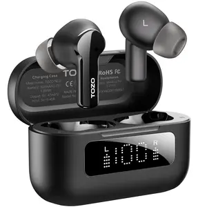 TOZO-NC3 Hybrid Active Noise Cancelling Wireless Earbuds, 6 Mics ENC Clear Call, 55H Long Playtime, 32 Preset EQs via APP, Bluetooth 5.3 Headset, IPX8 Waterproof, in-Ear Headphones with LED Display Audio Electronic