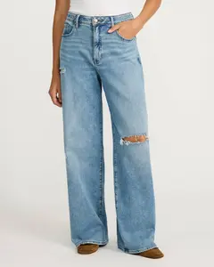 Express Low Slung Light Wash Ripped Baggy Jeans