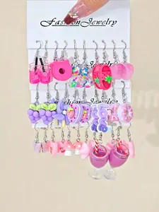 Women's Fun Series Fruit Veggie Earrings Set, 10-30pcs Elegant Jewelry Collection, Perfect Gift for Women & Girls, Daily Wear Accessories