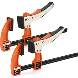 8-inch Bar Clamp Set, Ratcheting Bar Clamp for Woodworking, Quick Release Gear Clamp with 600 lbs Load Limit - 2 Pack