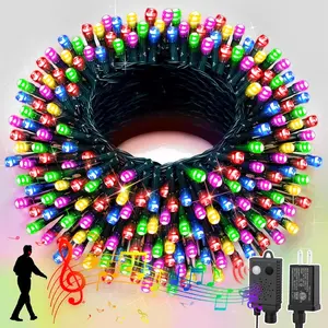 LAMPHOME 66ft Music Christmas Mini Lights with Motion Sensor Controller,200 LED Fairy Starry String Light Plug in for Indoor Outdoor Xmas Tree Wedding Party Decoration (Multicolor)