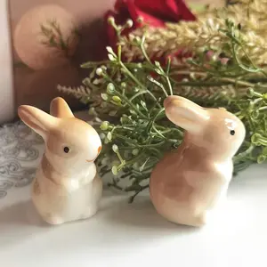 Handmade Ceramic Rabbit Figurines, Cute Collectible Figurines, Creamy & Light, Spring Home Decor, Perfect for Easter Gifts, Indoor/outdoor Use