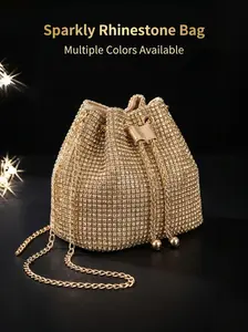 2026 New Women's Trendy Diamond Shoulder Bag, Fashion Chain Crossbody Bucket Bag, Essential for Shopping, Perfect for Parties