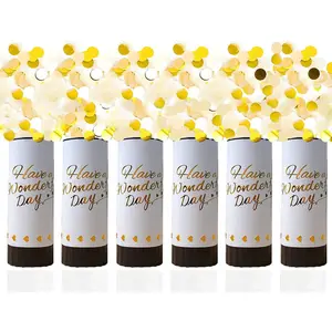 White Confetti Cannon, 6 Pack Mini Party Poppers Shooters Party Confetti Cannon  Confetti for Wedding  Birthday Wedding Party Supplies