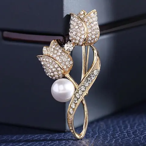 Mother's Day Gift Faux Pearl & Rhinestone Decorated Brooch, Exquisite Brooch, Floral Brooch, Elegant Flower Design Brooch for Women & Men, Fashion Jewelry for Party, Daily Clothing Decor, Flower Brooch Pin Jewellery