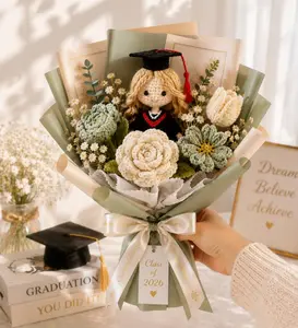 Crochet Graduation Bouquet  | Handmade Grad Doll Flower Bouquet for Class of 2026 | Cute Forever Flower Graduation Gift for Her | Aesthetic College Graduate Keepsake Gift for Daughter, Best Friend & Girlfriend | Premium Handmade Crochet Bouquet