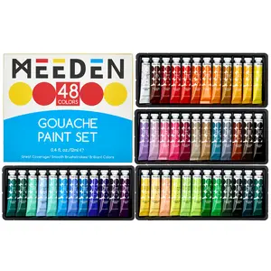 MEEDEN Gouache Paint Set, Non-Toxic 48/24/12 x 12ml/0.4oz Water-Based Gouache Tubes Paints for Canvas & Paper, Art Supplies for Artist, Adults, Kids, Beginners
