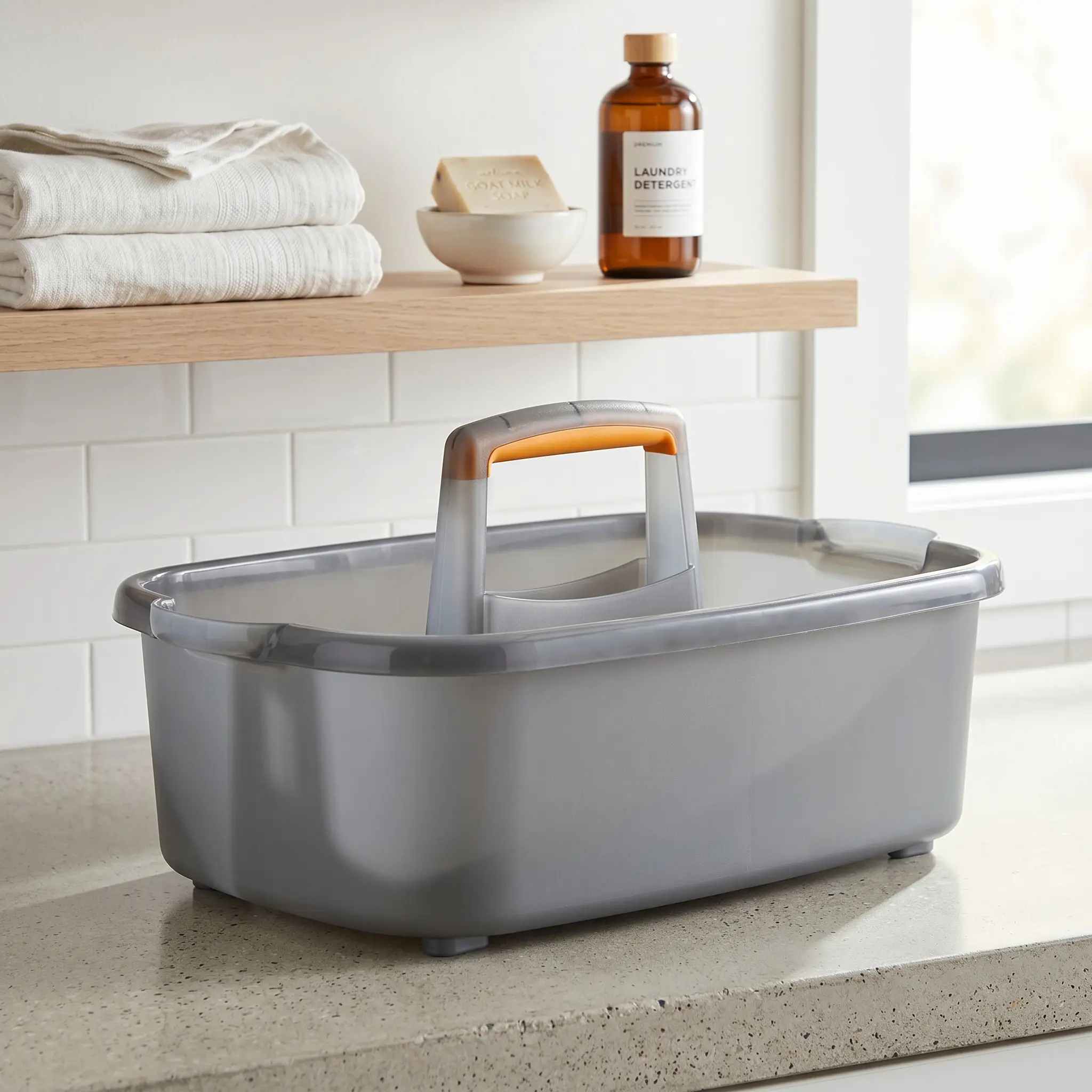 Cleaning Storage Caddy with Handle Multipurpose Organizer Bin Easy Carry Household Storage