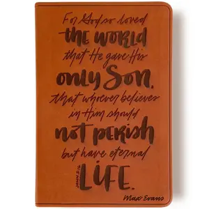 Personalized ESV Large Print Bible - Light Brown - For God So Loved the World - Hand Lettered and Engraved