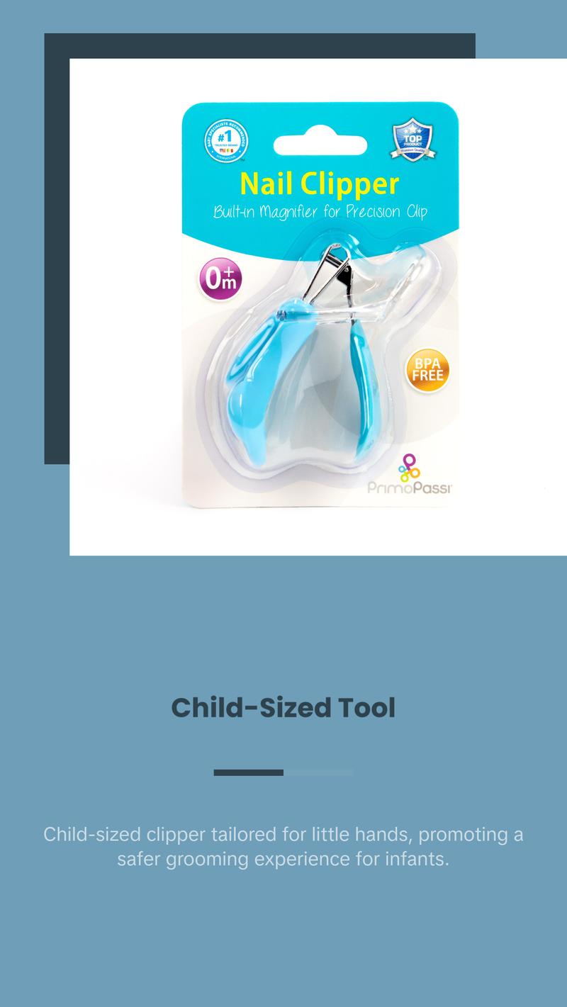 Primo Passi Blue Baby Nail Clipper With Magnifier - Ideal for Trimming and Grooming Babies' Nails