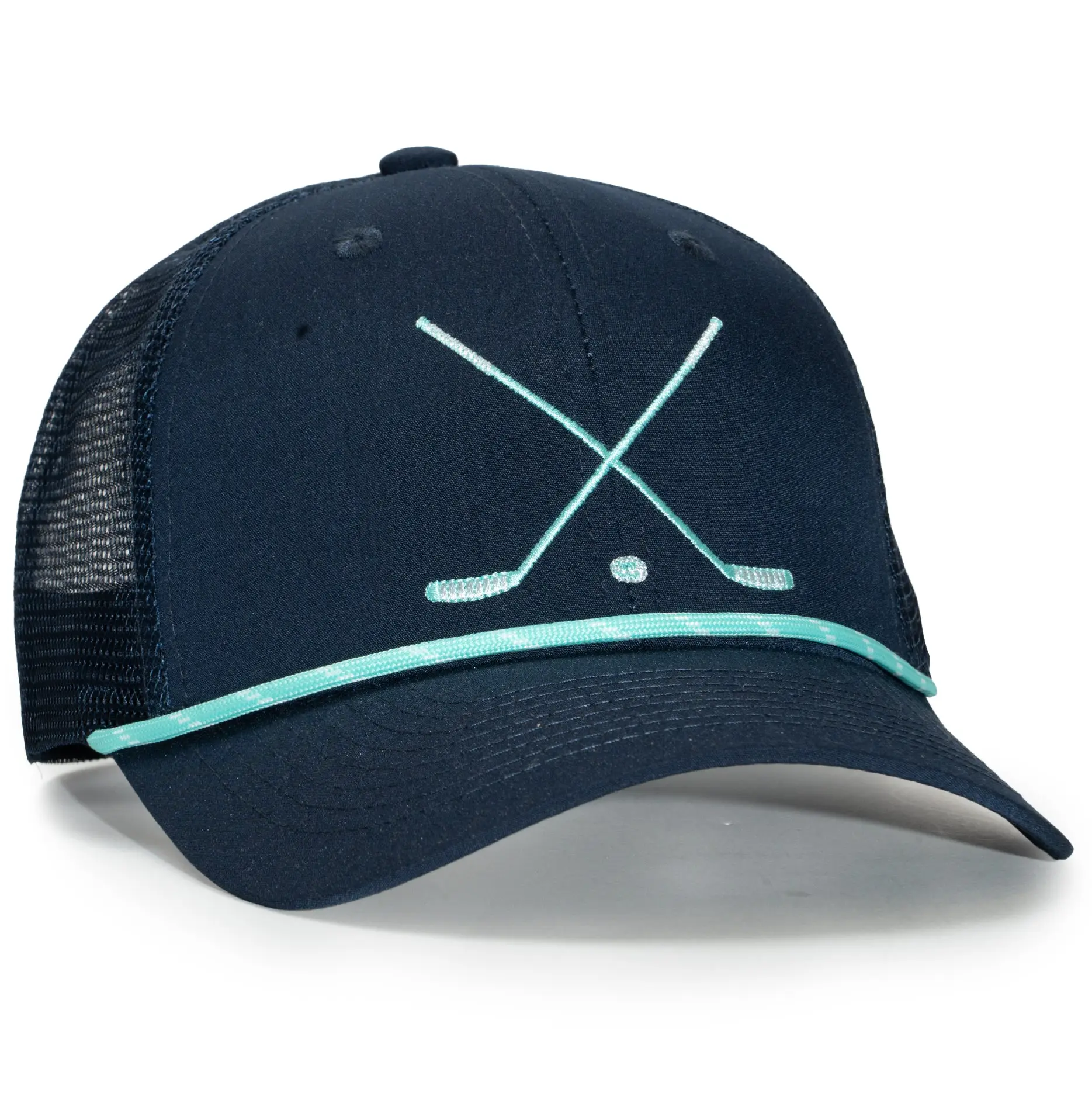 Hockey Trucker Style Hat - Crosscheck Design Fashion Accessory