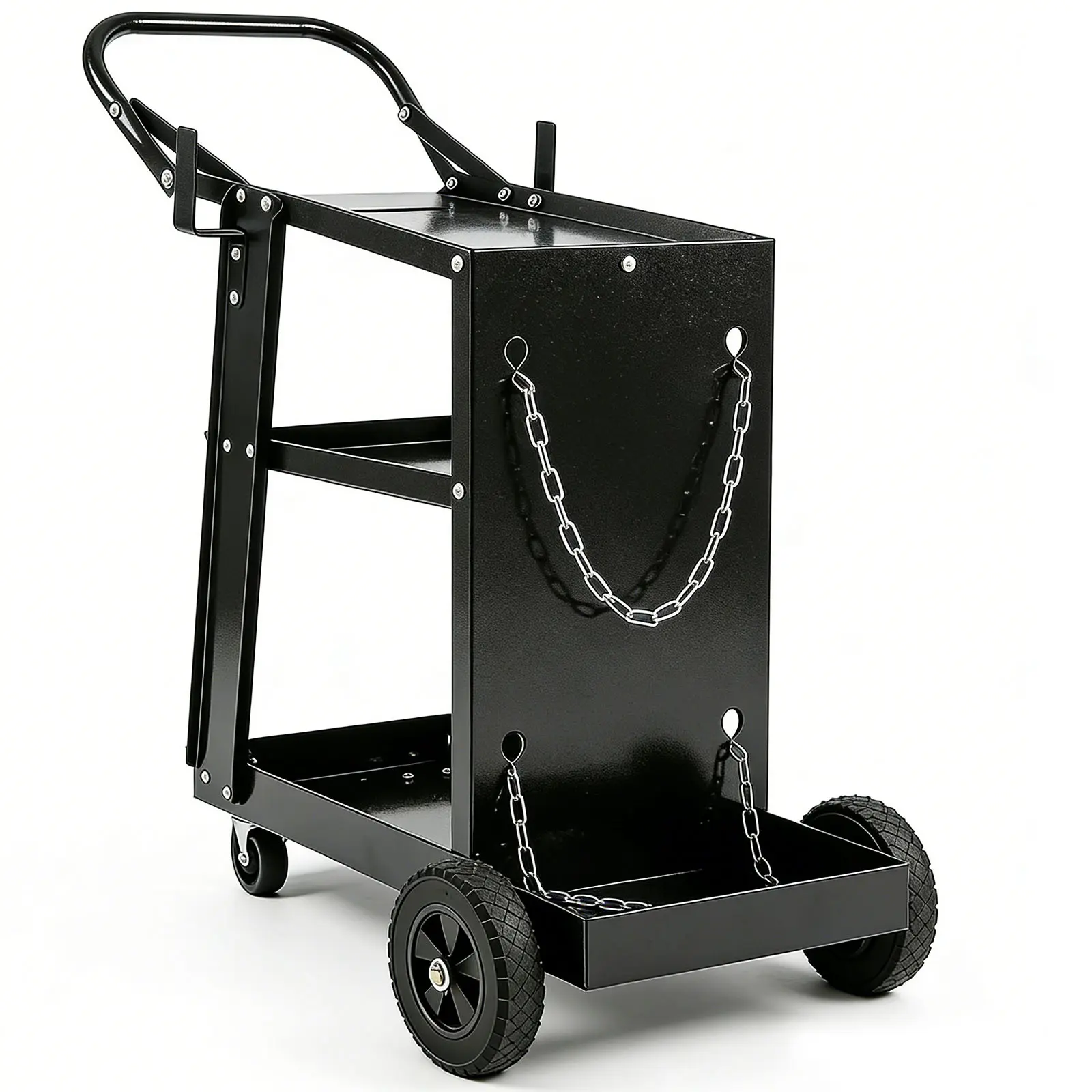 Garden Cart(3 Tier Welding Cart), 3-Tier Garden Cart Heavy Duty With 400 Lbs Weight Capacity, 360° Swivel Wheels, For Garden Tools Plants, With Storage Safety Chains, Utility Heavy Duty Wagons Carts