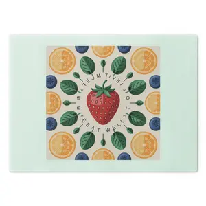 Vibrant Fruit-Themed Cutting Board, Kitchen Decor, Culinary Gift, Summer Gatherings, Eco-Friendly Kitchenware, Cooking Essential Chopping Colorful Glass Knives Dish Big